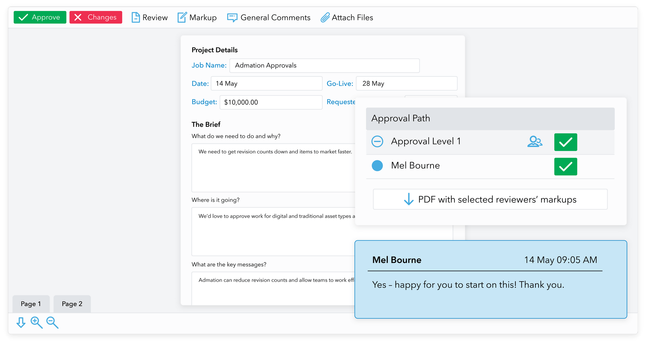 Admation: Brief Approvals