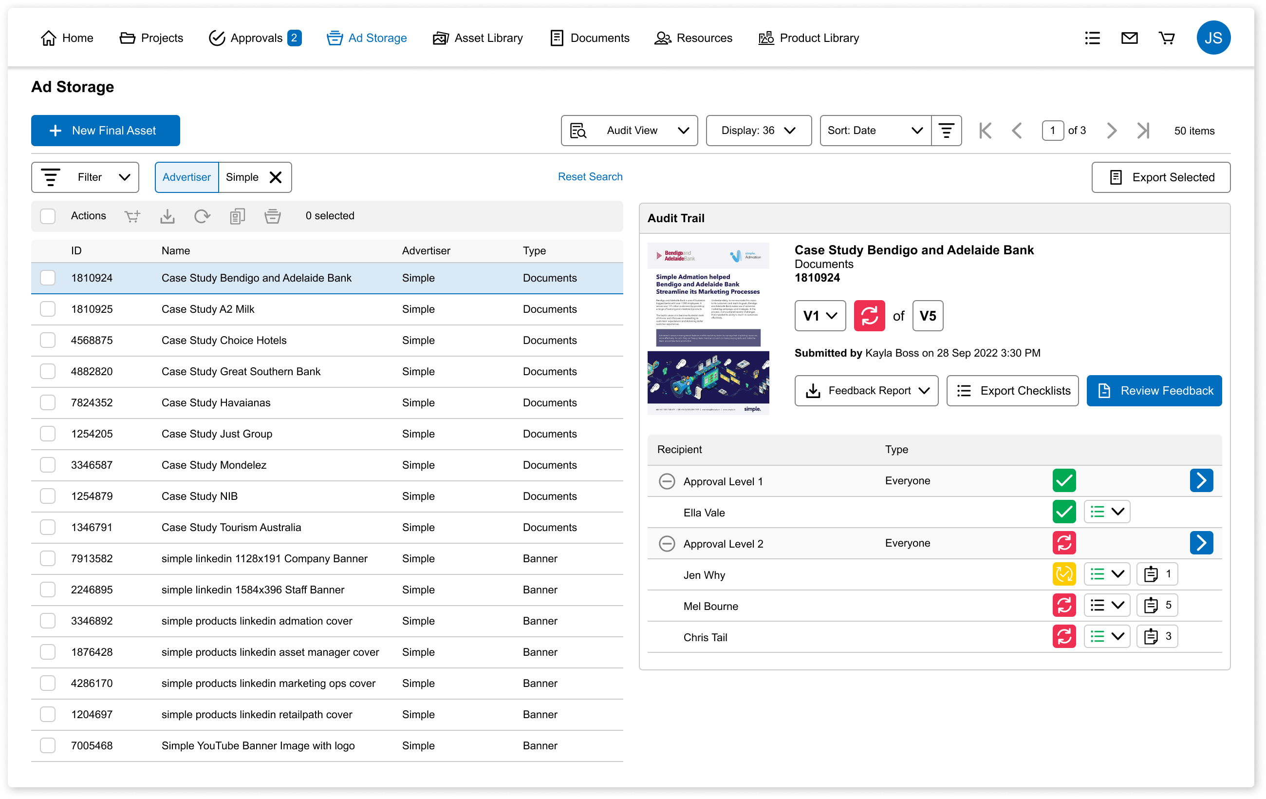 Admation: Ad Storage - Audit View