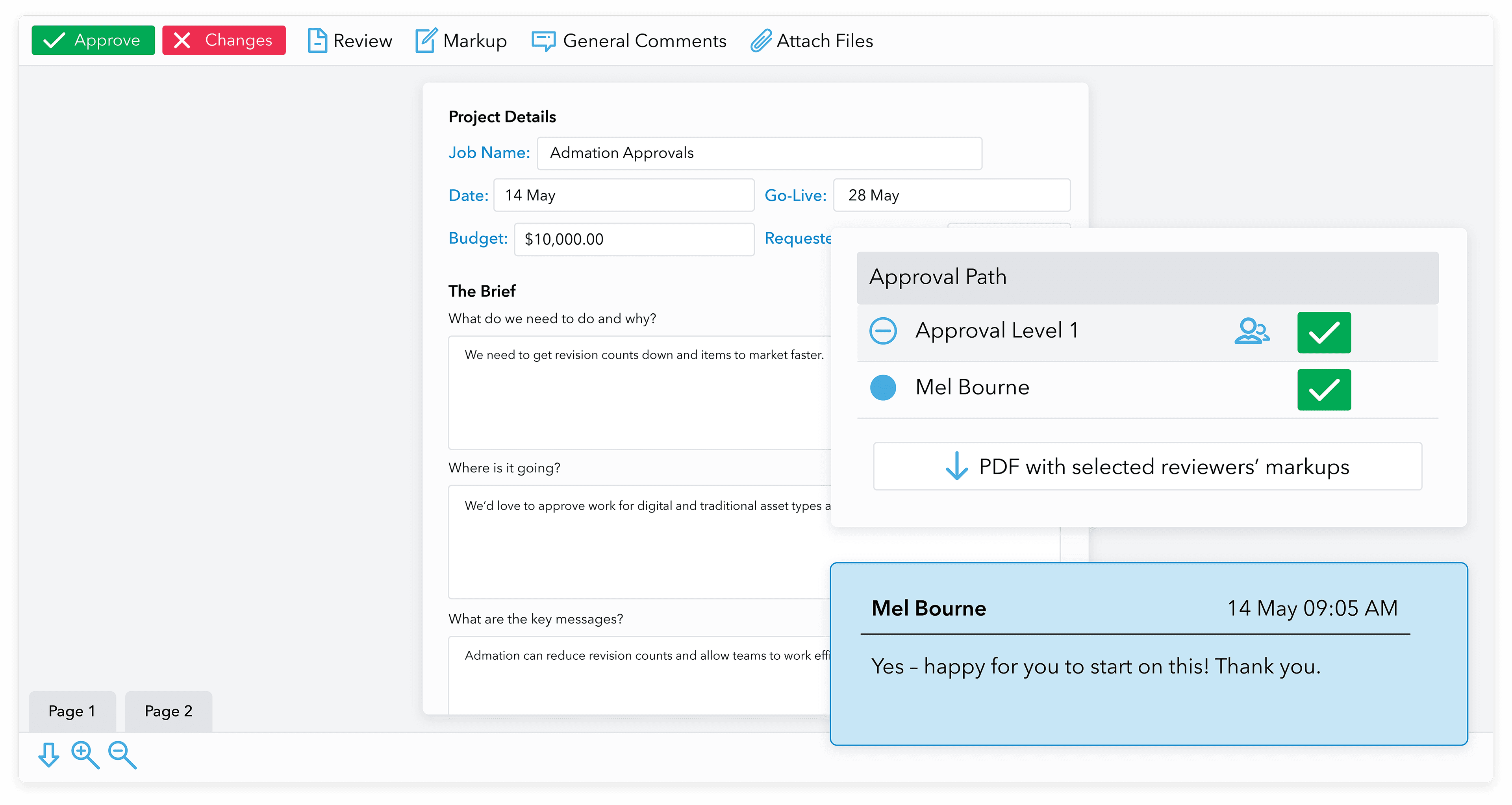 Admation: Brief Approvals