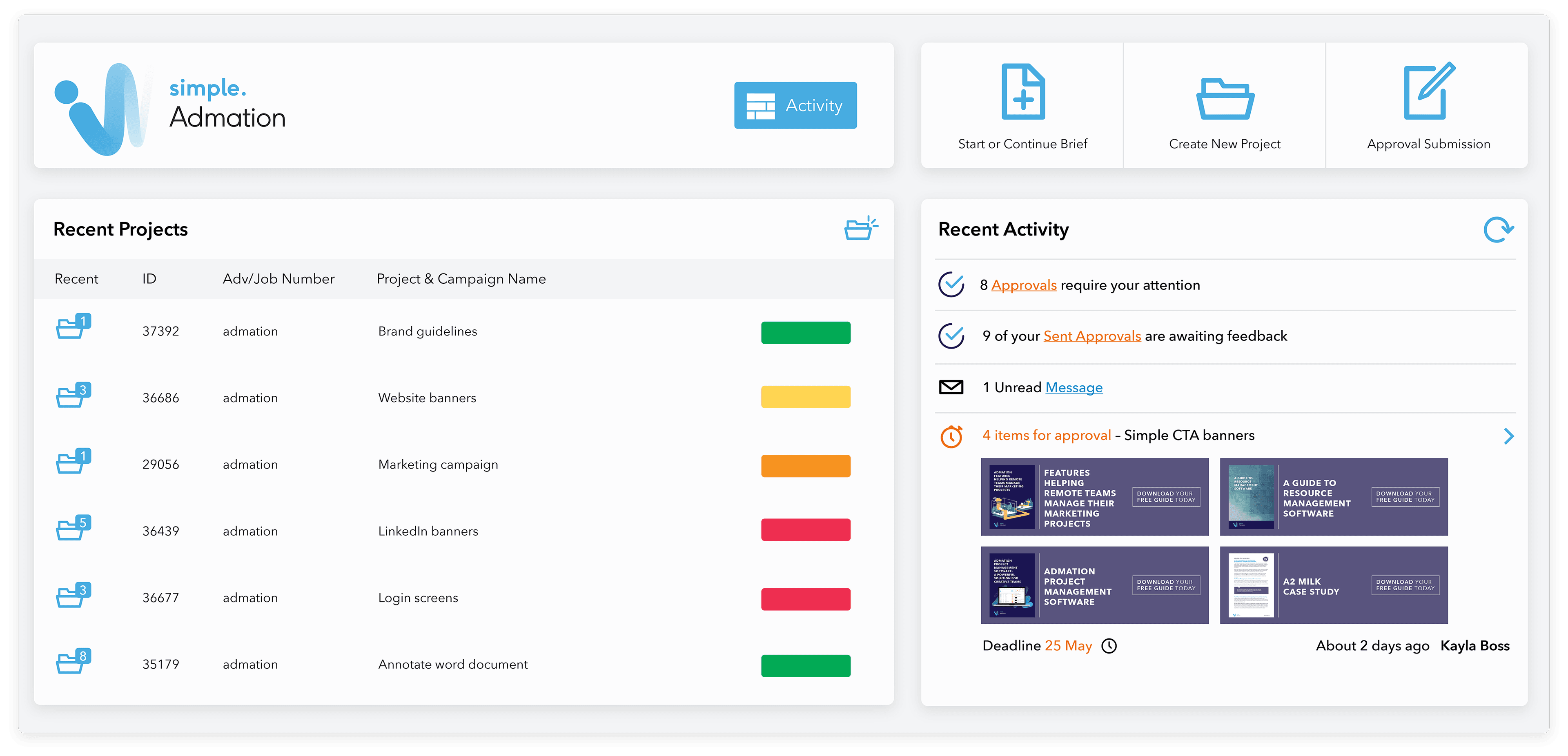 Admation: dashboard batch