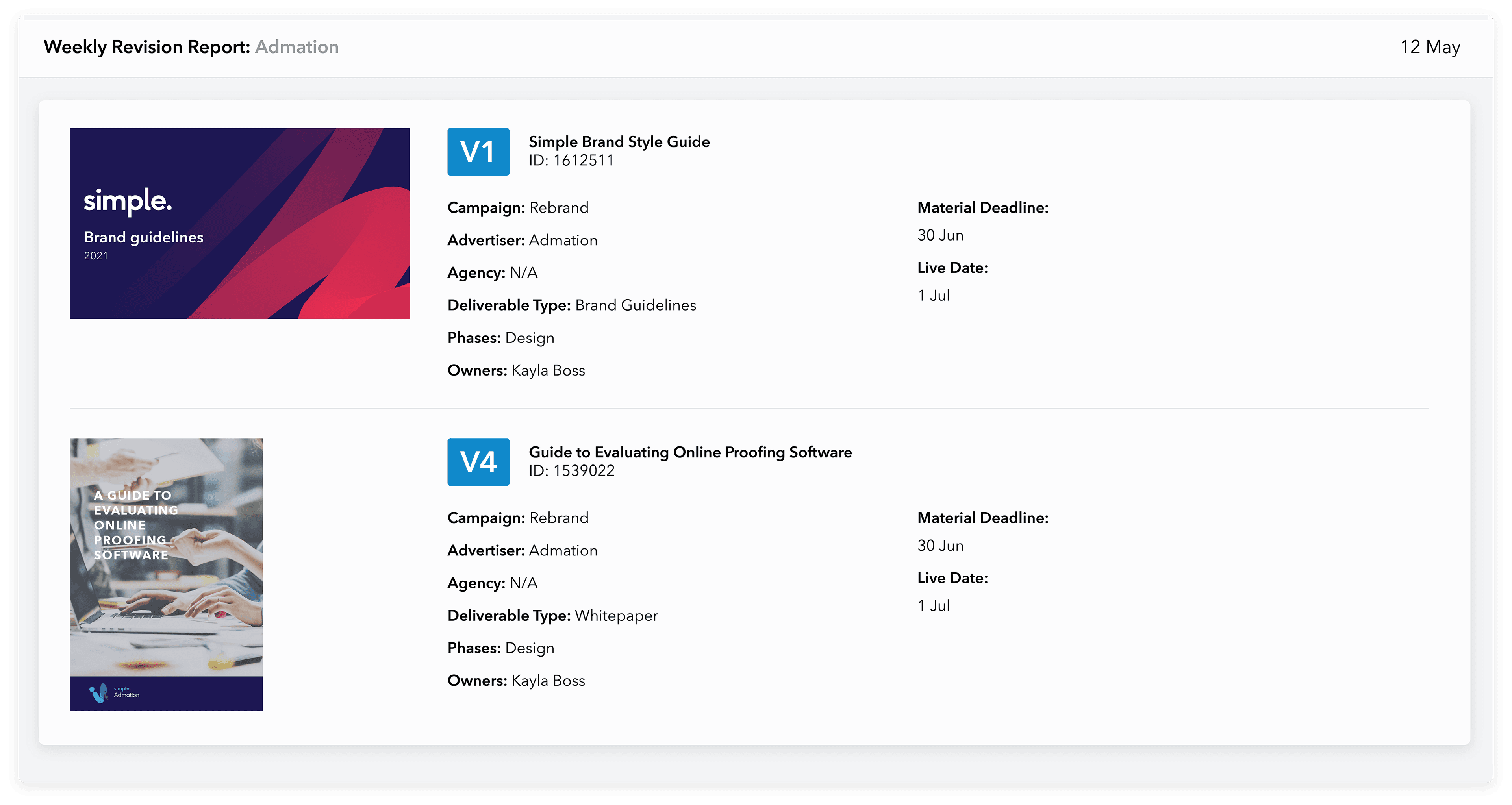 Admation: Revision report