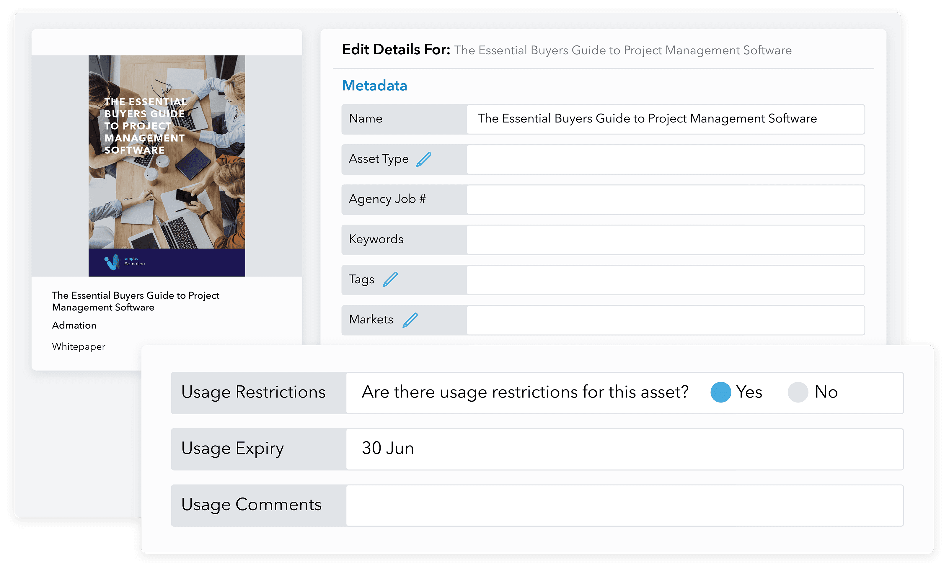 Admation: Set Usage Rights